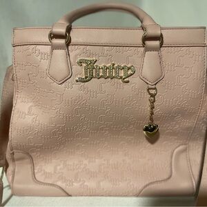 Juicy Couture Blush Pink Embossed Satchel Purse Gold Charm
